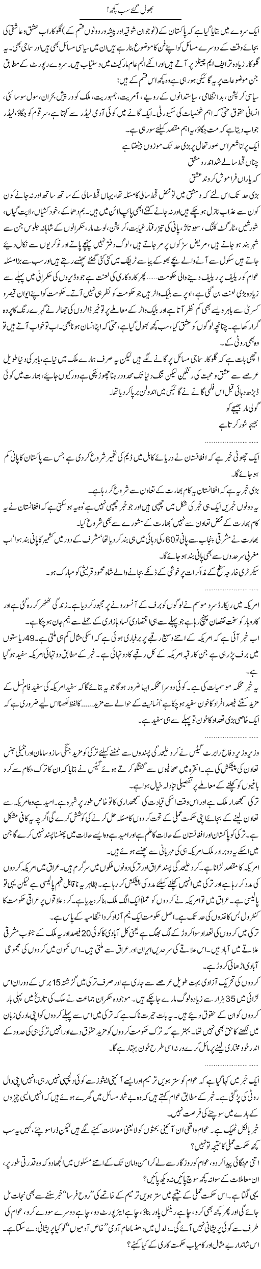 Bhol gae sab Express Column Abdullah Tariq 16 Feb 2010