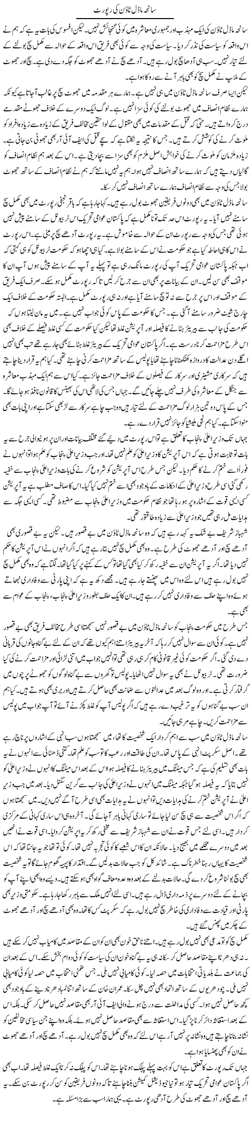 Saneha Model Town Ki Report | Muzamal Suharwardy | Daily Urdu Columns