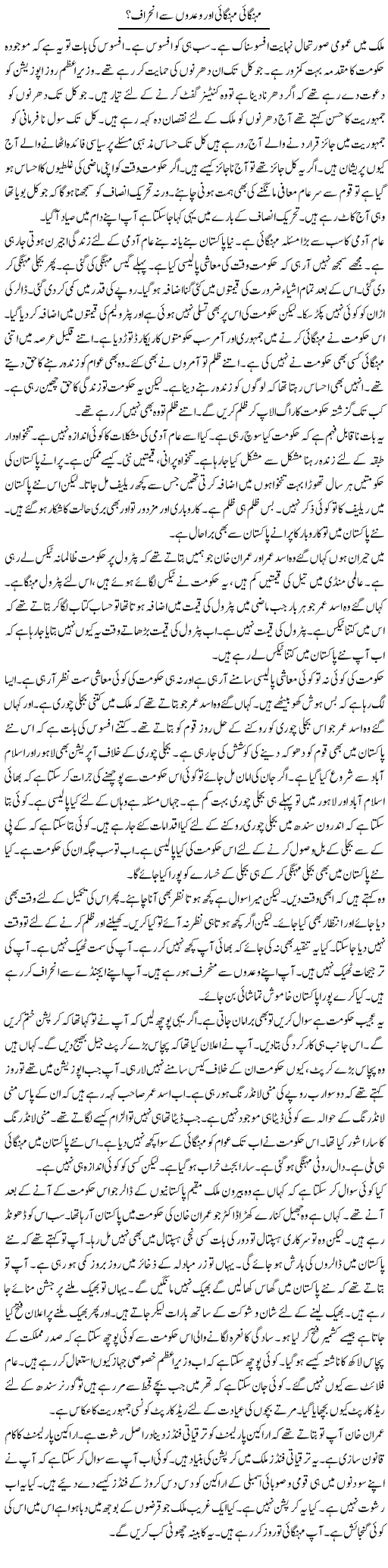 Mehangai Mehangai Aur Wadon Se Inhiraf? | Muzamal Suharwardy | Daily Urdu Columns