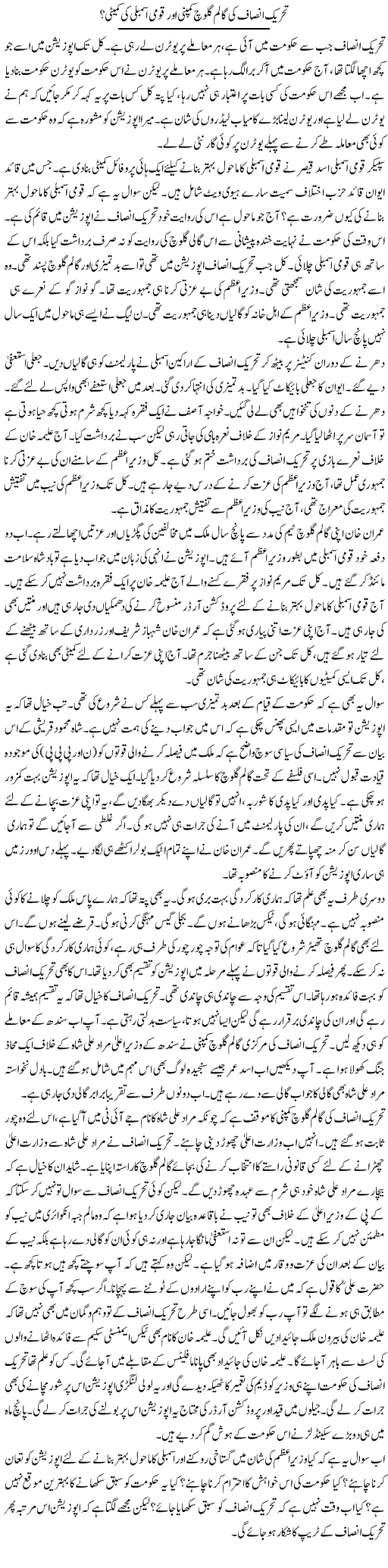 Tehreek Insaf Ki Galam Galoch Company Aur Qaumi Assembly Ki Committee? | Muzamal Suharwardy | Daily Urdu Columns