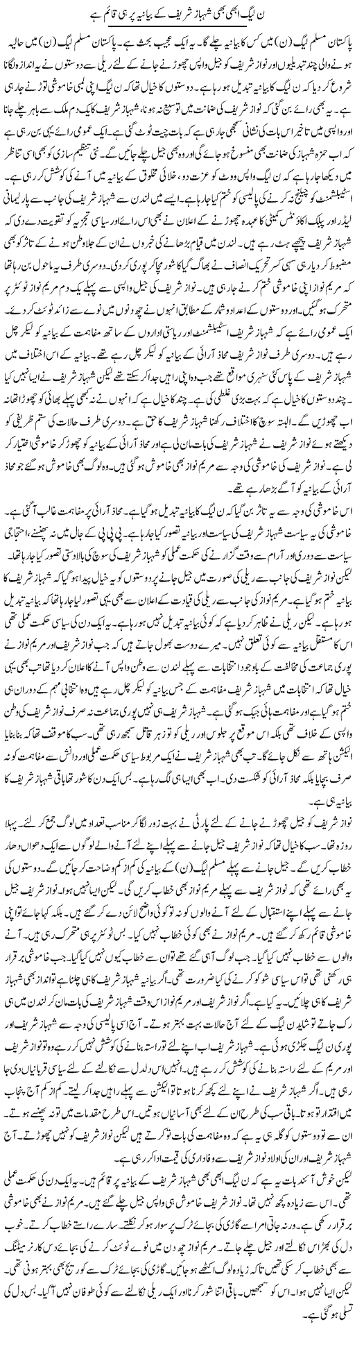 Noon League Abhi Bhi Shahbaz Sharif Ke Bayaniya Par Hi Qaim Hai | Muzamal Suharwardy | Daily Urdu Columns