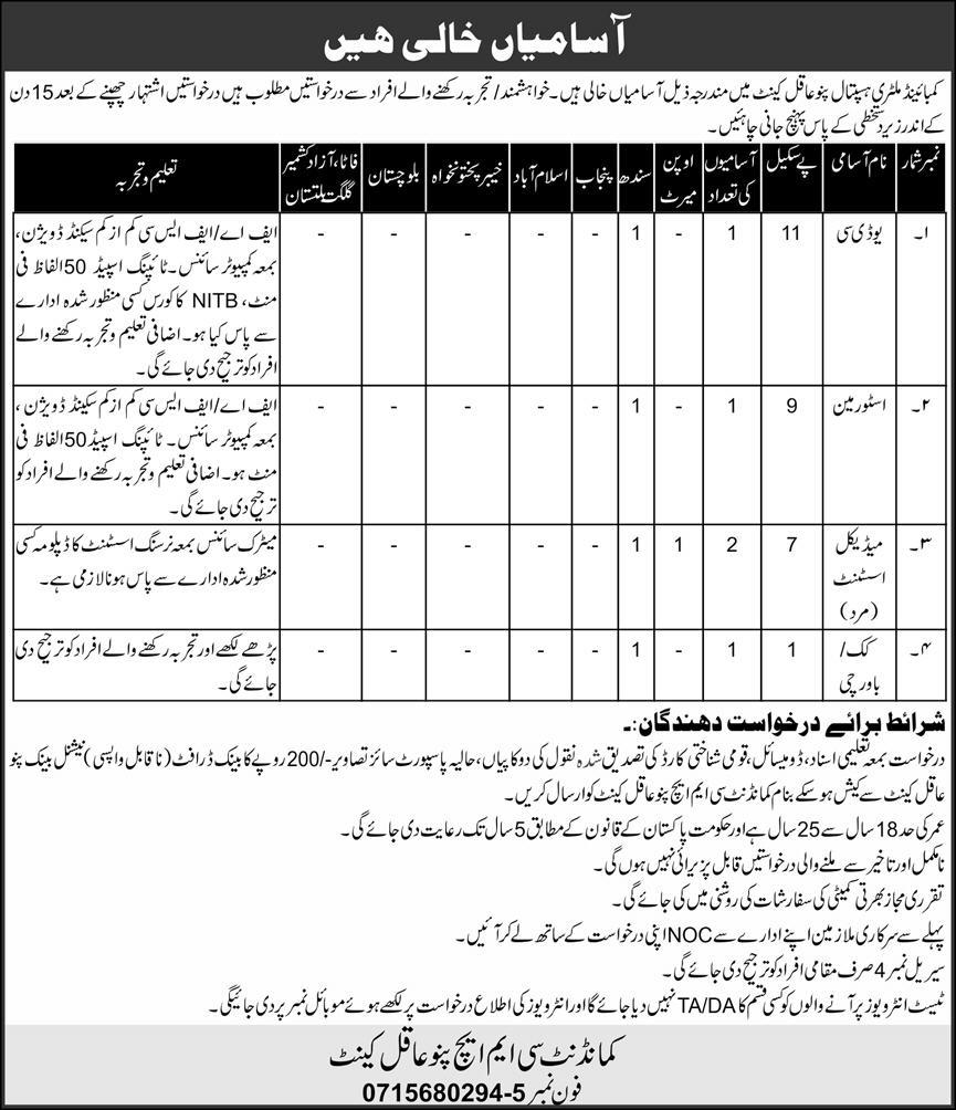 Jobs Advertisement for Combined Military Hospital CMH Management Latest Jobs 2023