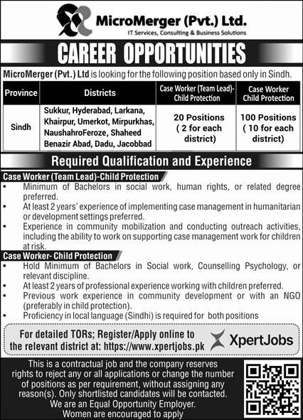 Jobs Advertisement for MicroMerger Private Limited Management Latest Jobs 2023